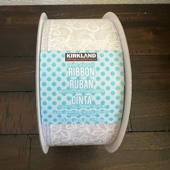 NEW! Kirkland Wire-edged Ribbon 50 YD NEW As shown Pattern 2.5" - Picture 1 of 3